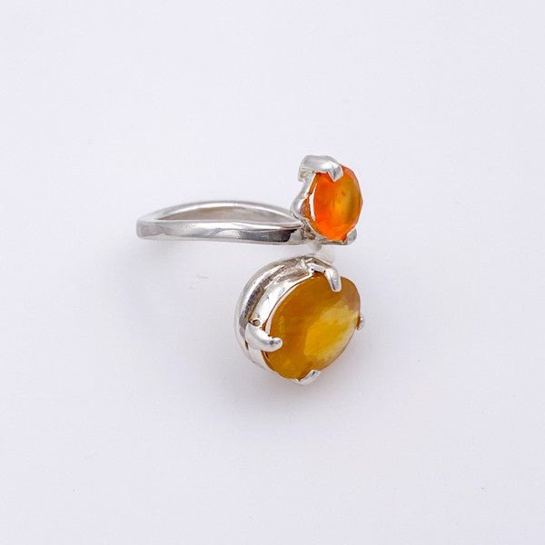 Anillo Zafiro Amarillo y Agata cornalina - Anillos