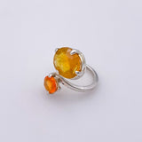 Anillo Zafiro Amarillo y Agata cornalina - Anillos