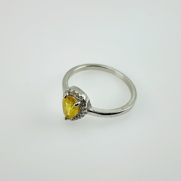 Anillo Zafiro Amarillo y cubic zirconia - Anillos