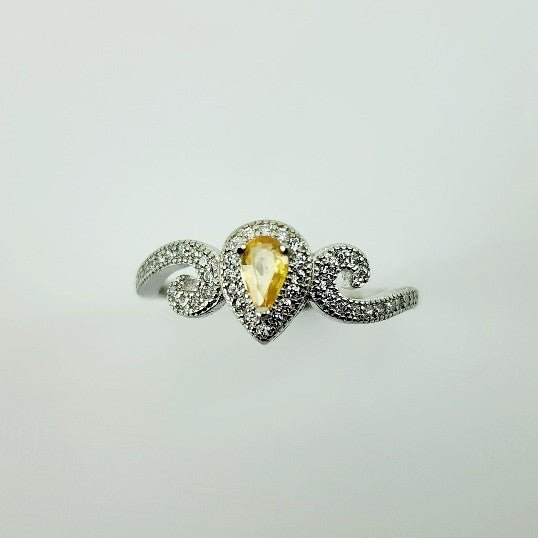 Anillo Zafiro Amarillo y cubic zirconia - Anillos