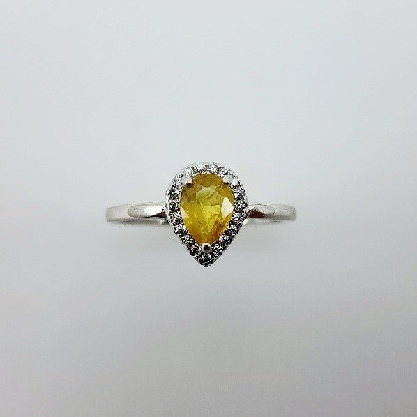 Anillo Zafiro Amarillo y cubic zirconia - Anillos
