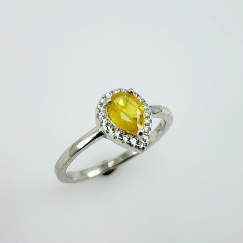 Anillo Zafiro Amarillo y cubic zirconia - Anillos