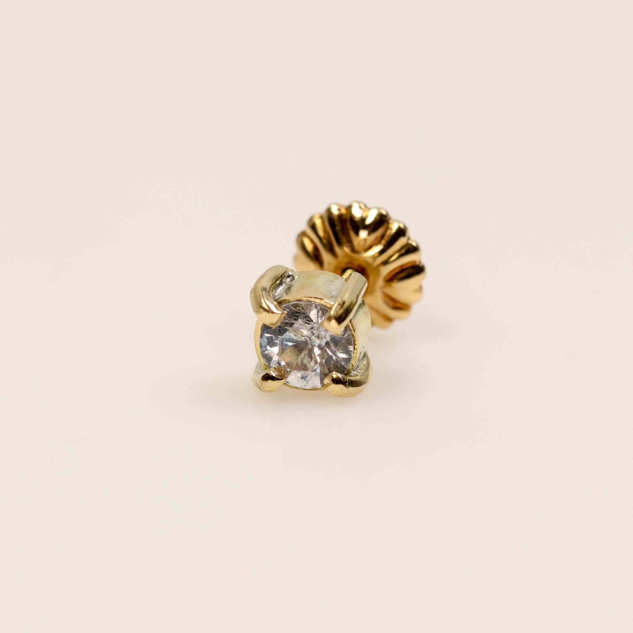 Aro individual de Zafiro blanco en oro 18 k - Aros