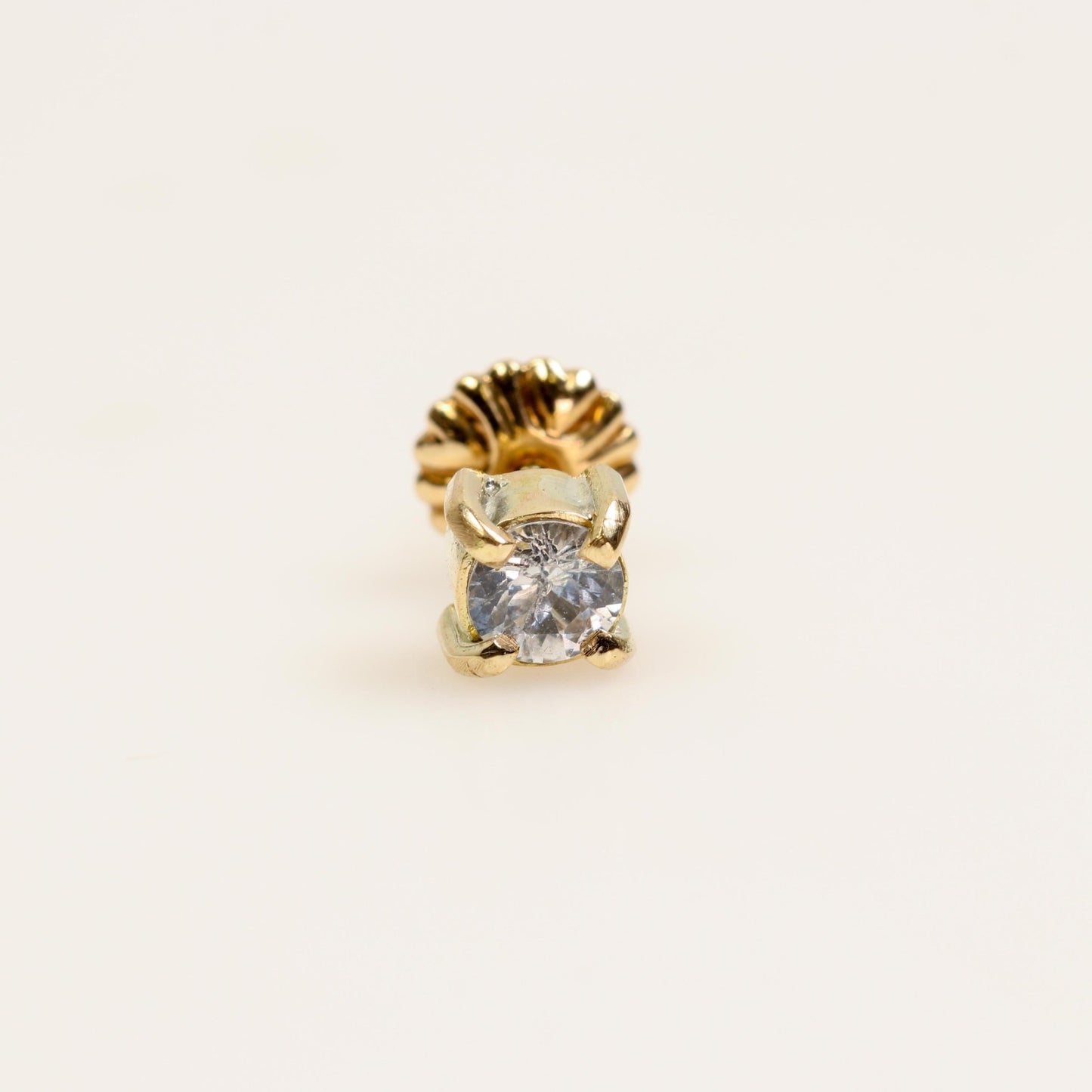 Aro individual de Zafiro blanco en oro 18 k - Aros