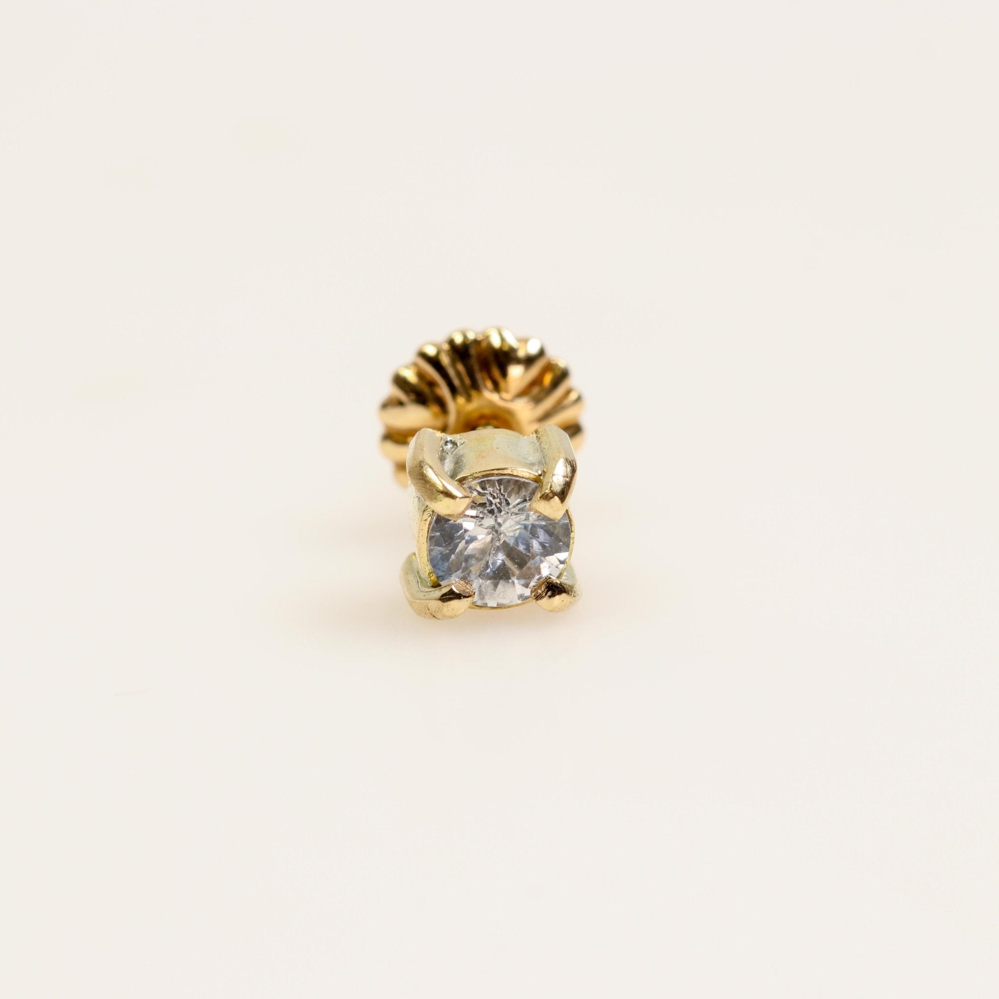 Aro individual de Zafiro blanco en oro 18 k - Aros