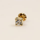 Aro individual de Zafiro blanco en oro 18 k - Aros