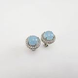 Aros de Aguamarina y cubic zirconia - Aros