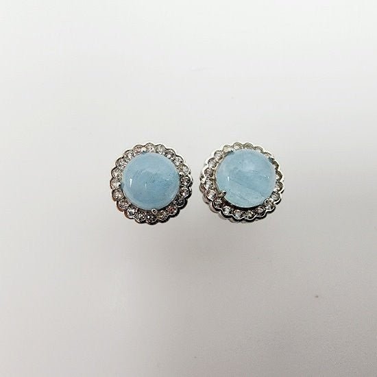 Aros de Aguamarina y cubic zirconia - Aros