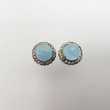 Aros de Aguamarina y cubic zirconia - Aros
