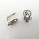 Aros de Aguamarina y cubic zirconia - Aros