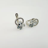 Aros de Aguamarina y cubic zirconia - Aros