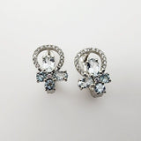 Aros de Aguamarina y cubic zirconia - Aros