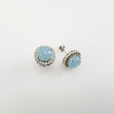 Aros de Aguamarina y cubic zirconia - Aros