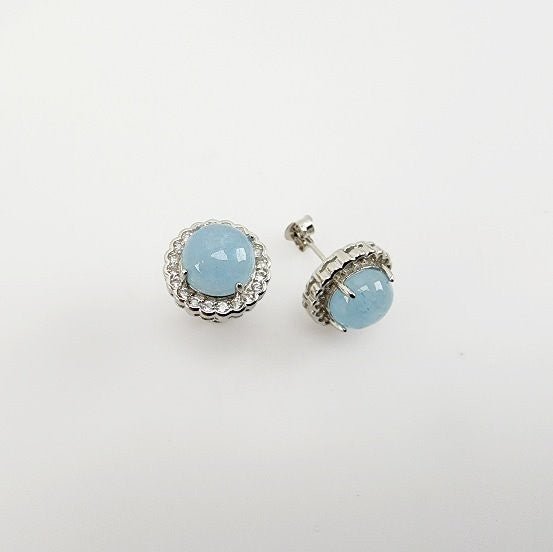 Aros de Aguamarina y cubic zirconia - Aros