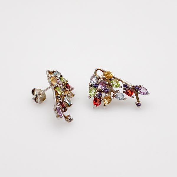 Aros de Amatista, Citrino, Peridoto, Granate, iolita y Topacio Azul - Aros
