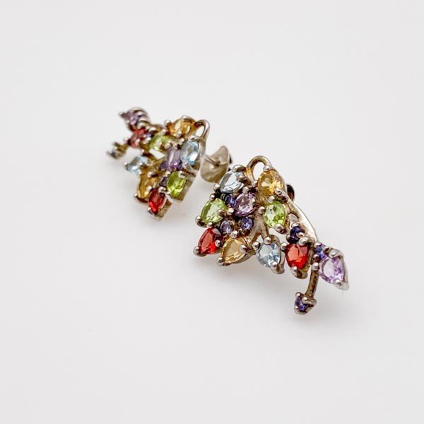 Aros de Amatista, Citrino, Peridoto, Granate, iolita y Topacio Azul - Aros