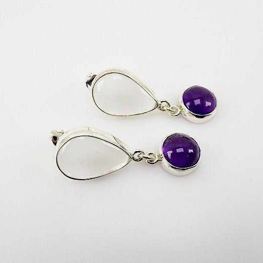 Aros de amatista y Cuarzo Cristal - Aros