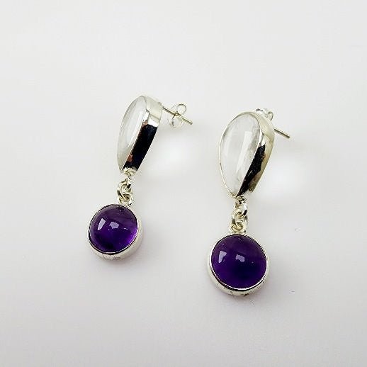 Aros de amatista y Cuarzo Cristal - Aros