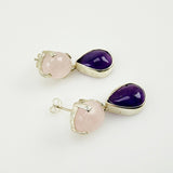 Aros de amatista y cuarzo rosa - Aros