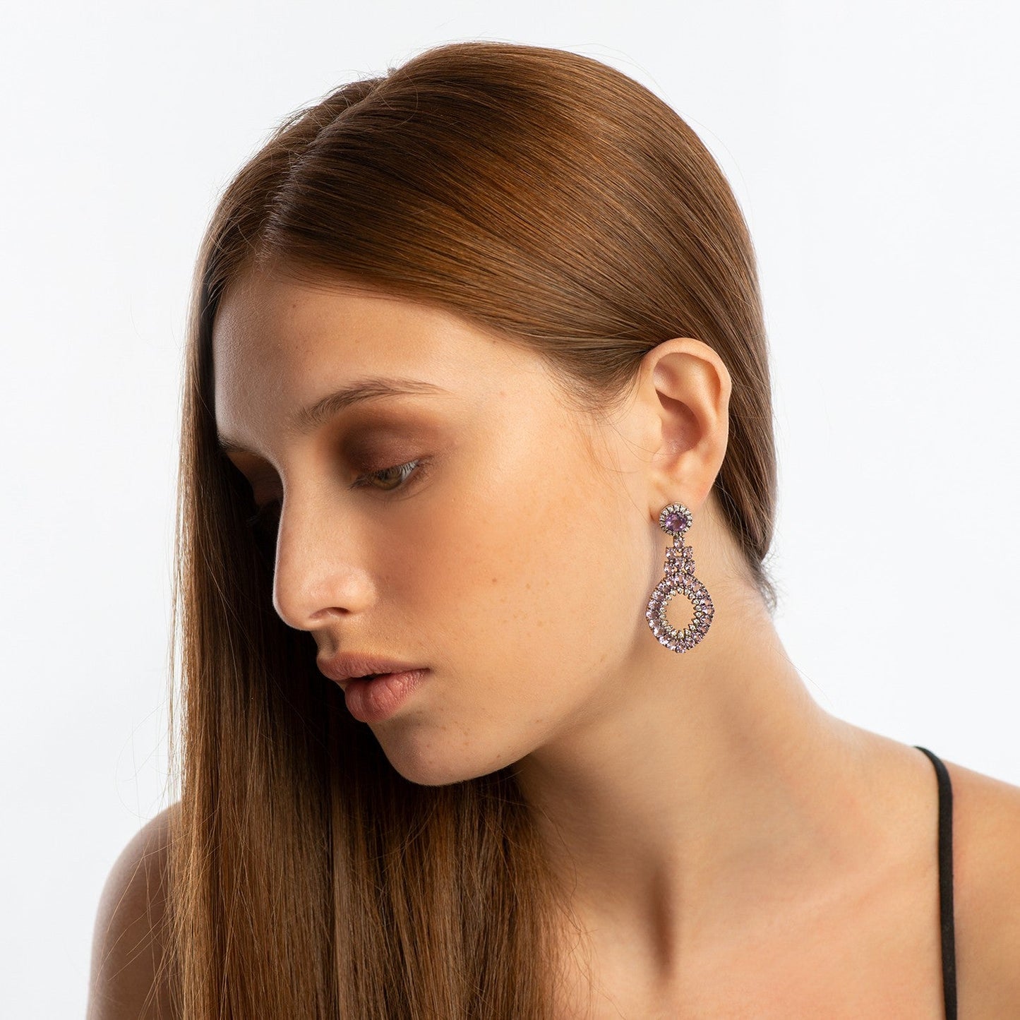 Aros de Amatista y cubic zirconia - Aros