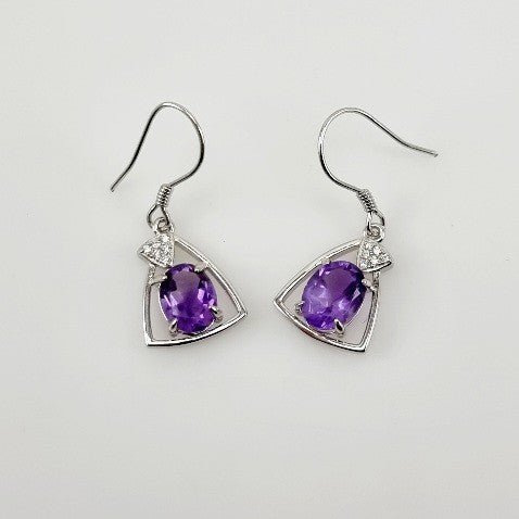 Aros de Amatista y cubic zirconia - Aros