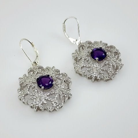 Aros de Amatista y cubic zirconia - Aros
