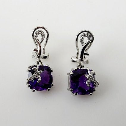Aros de Amatista y cubic zirconia - Aros
