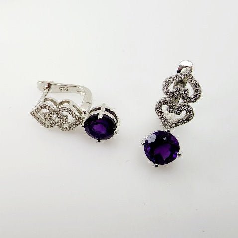 Aros de Amatista y cubic zirconia - Aros