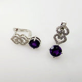 Aros de Amatista y cubic zirconia - Aros