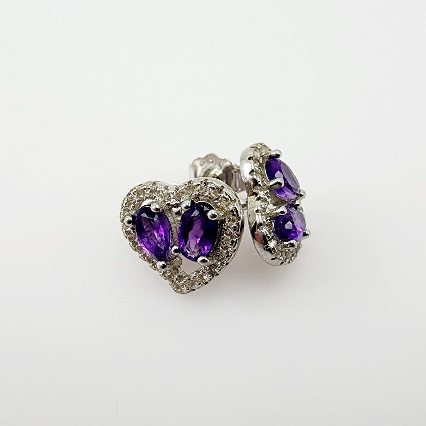 Aros de Amatista y cubic zirconia - Aros
