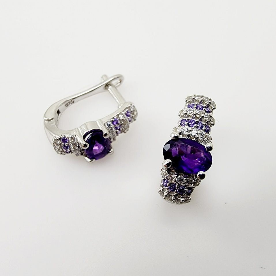 Aros de Amatista y cubic zirconia - Aros