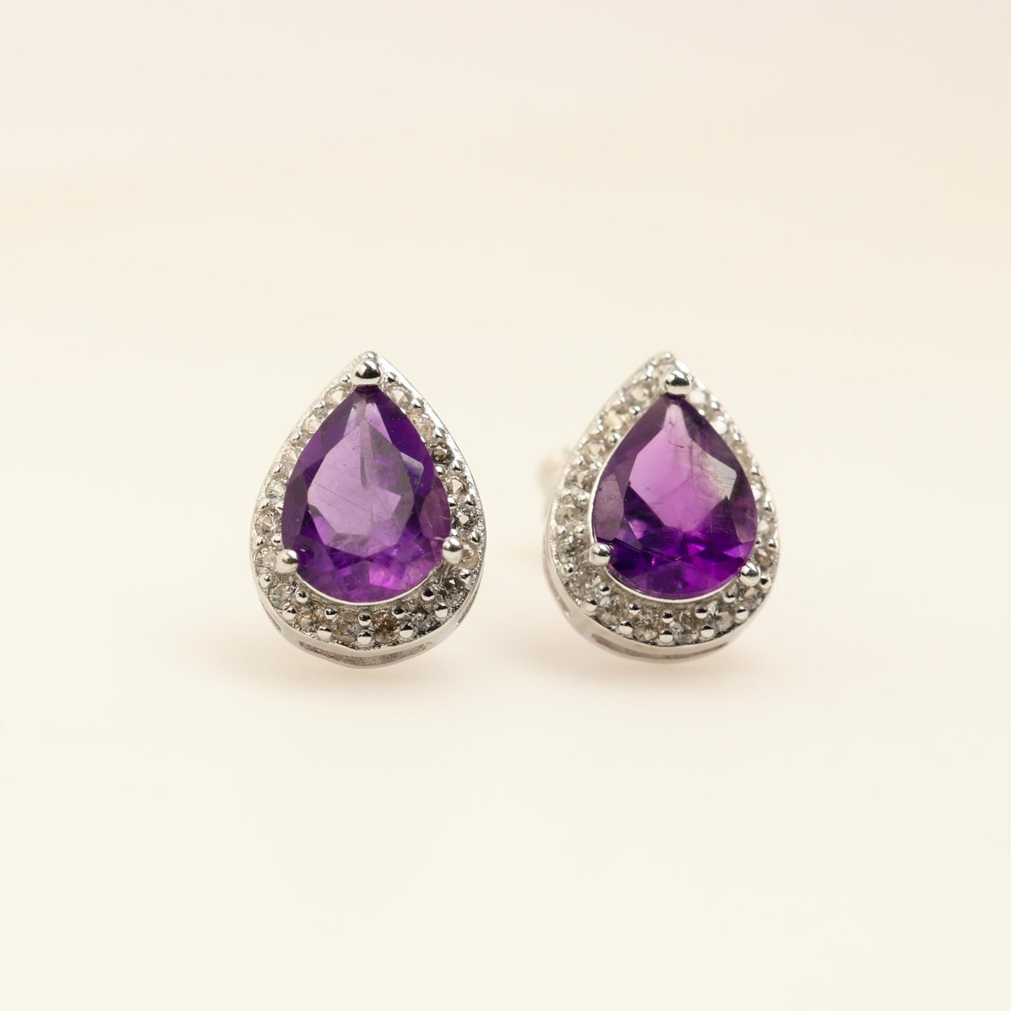 Aros de Amatista y cubic zirconia - Aros