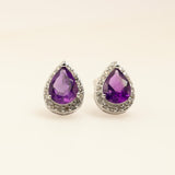 Aros de Amatista y cubic zirconia - Aros