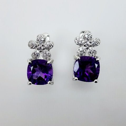 Aros de Amatista y cubic zirconia - Aros