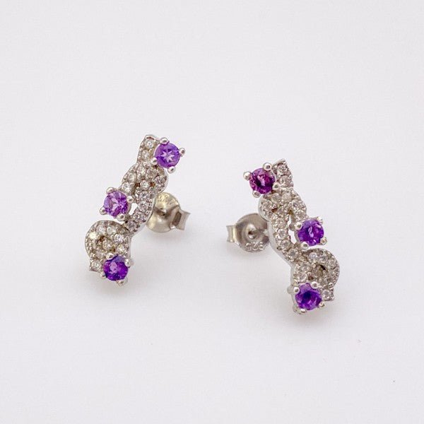 Aros de Amatista y cubic zirconia - Aros