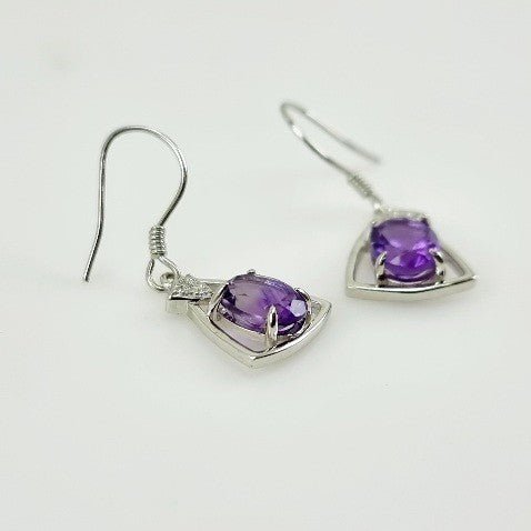 Aros de Amatista y cubic zirconia - Aros