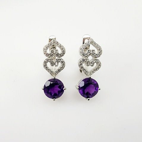 Aros de Amatista y cubic zirconia - Aros