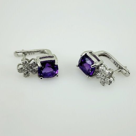 Aros de Amatista y cubic zirconia - Aros