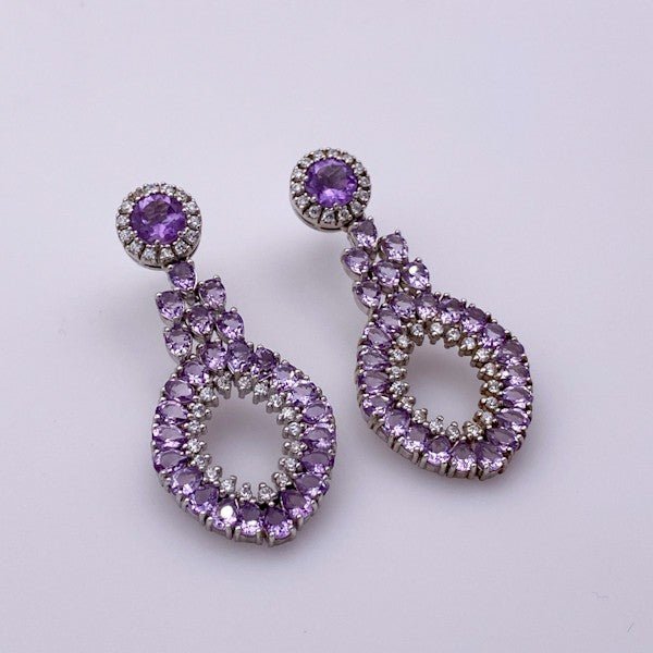 Aros de Amatista y cubic zirconia - Aros