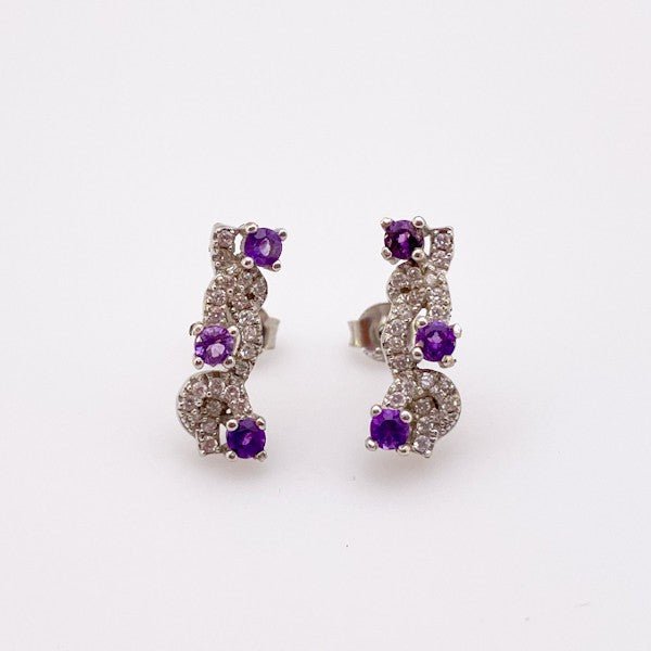 Aros de Amatista y cubic zirconia - Aros