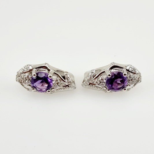 Aros de Amatista y cubic zirconia - Aros