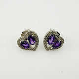 Aros de Amatista y cubic zirconia - Aros