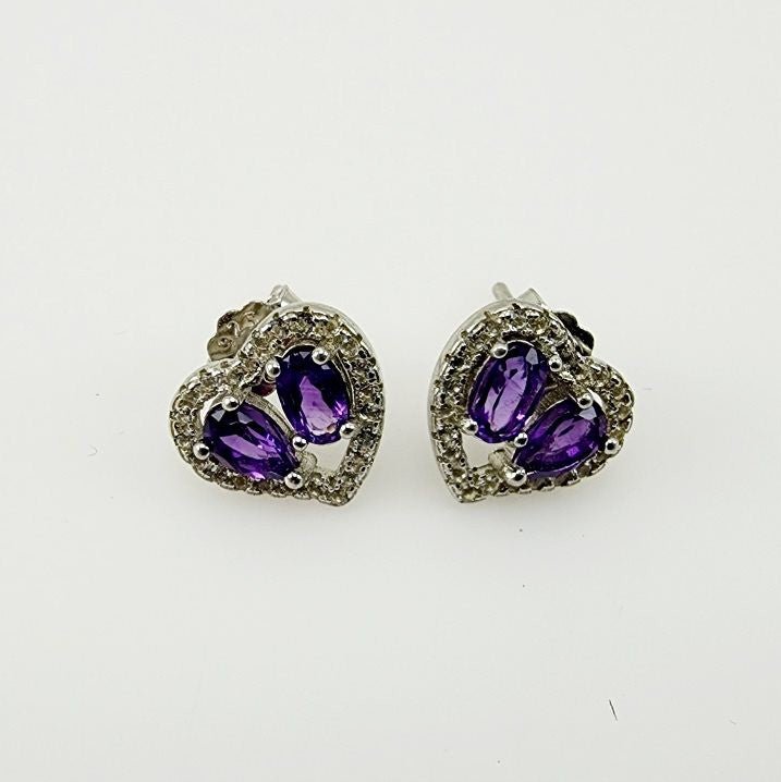 Aros de Amatista y cubic zirconia - Aros