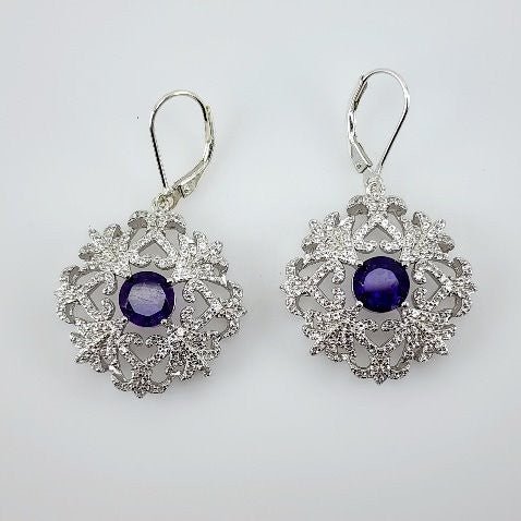 Aros de Amatista y cubic zirconia - Aros