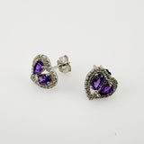 Aros de Amatista y cubic zirconia - Aros