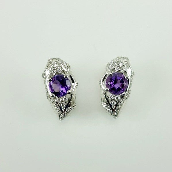 Aros de Amatista y cubic zirconia - Aros