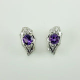 Aros de Amatista y cubic zirconia - Aros