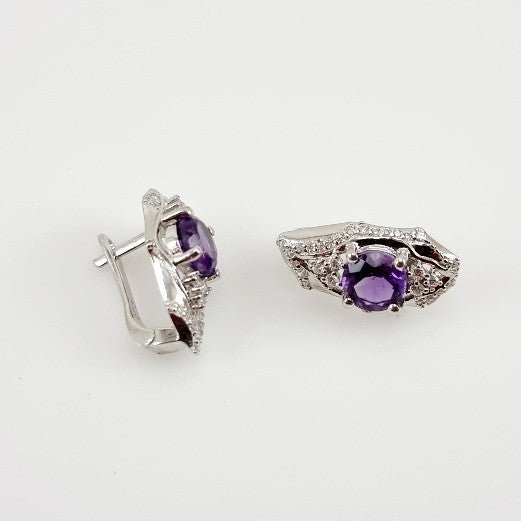 Aros de Amatista y cubic zirconia - Aros