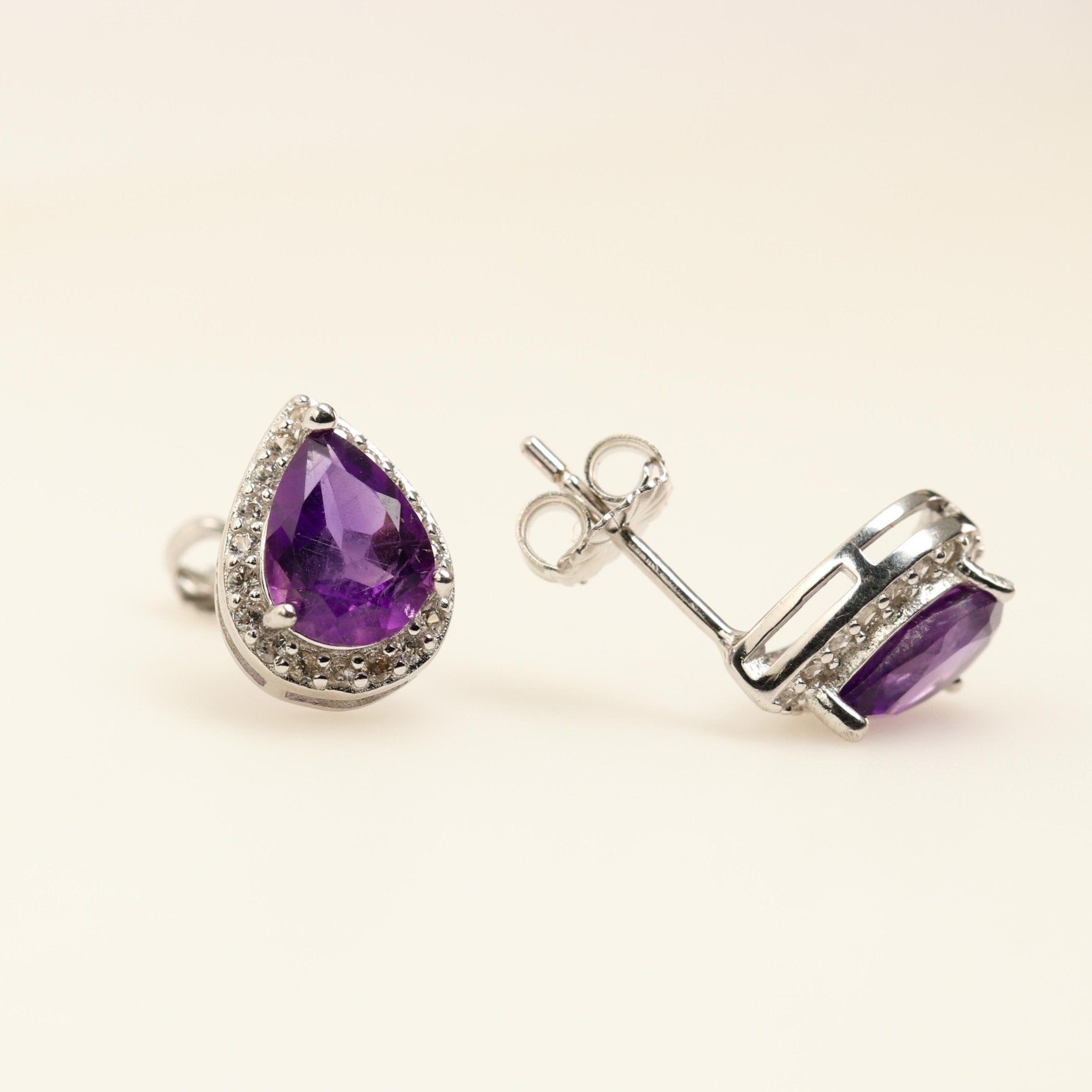 Aros de Amatista y cubic zirconia - Aros