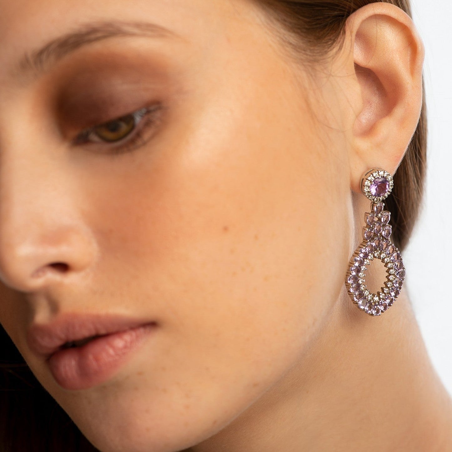 Aros de Amatista y cubic zirconia - Aros